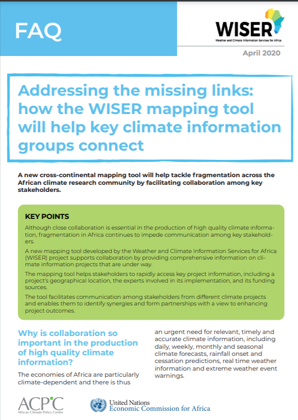 FAQ : Addressing the missing links:how the WISER mapping tool will help key climate information groups connect