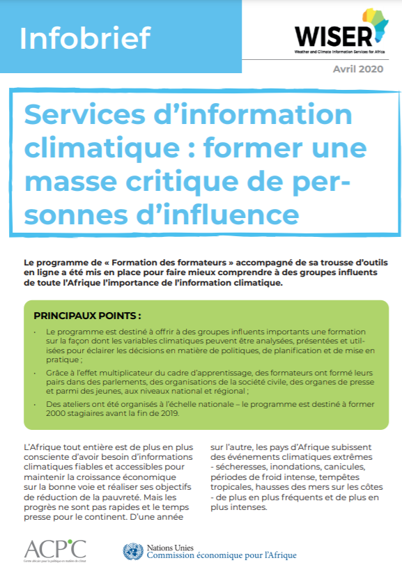 Infobrief : Services d’information climatique : former une masse critique de personnes d’influence