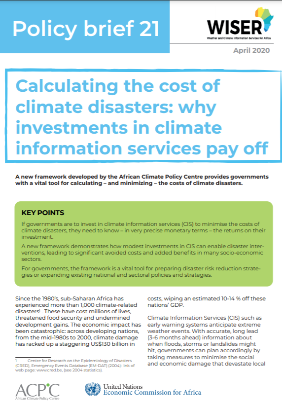 Policy brief 21 : Calculating the cost of climate disasters