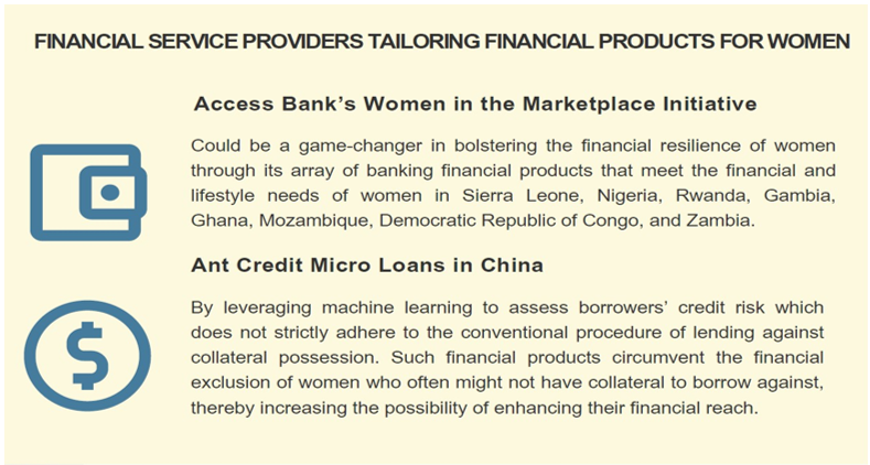 Financial service providers that have tailored their financial products for women