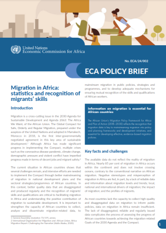 Policy Brief: Migration in Africa, statistics and recognition of migrants’ skills