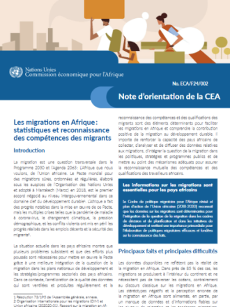 Note d’orientation de la CEA - Les migrations en Afrique : statistiques et reconnaissance des compétences des migrants 