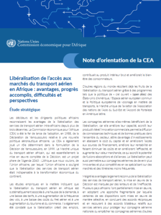Libéralisation de l’accès aux marchés du transport aérien en Afrique 