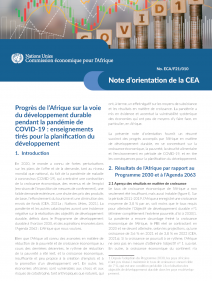 Progrès de l’Afrique sur la voie du développement durable pendant la pandémie de COVID-19 : enseignements tirés pour la planification du développement