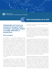 Libéralisation de l’accès aux marchés du transport aérien en Afrique : avantages, progrès accomplis, difficultés et perspectives