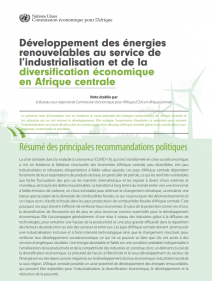Développement des énergies renouvelables au service de l’industrialisation et de la diversification économique en Afrique centrale