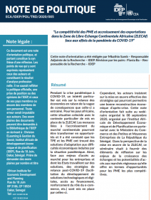 "La compétitivité des PME et accroissement des exportations dans la Zone de Libre-Echange Continentale Africaine (ZLECAf) face aux effets de la pandémie du COVID-19"