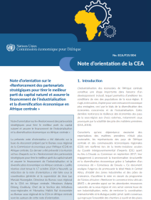 Note d’orientation sur le « Renforcement des partenariats stratégiques pour tirer le meilleur parti du capital naturel et assurer le financement de l’industrialisation et la diversification économique en Afrique centrale »