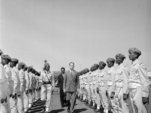 Secretary-General, Dag Hammarskjöld, inspecting the Guard of Honour at the Addis Ababa Airport, 28 December 1958, ahead of the inaugural session of the Economic Commission for Africa, which was held on 29 December 1958.